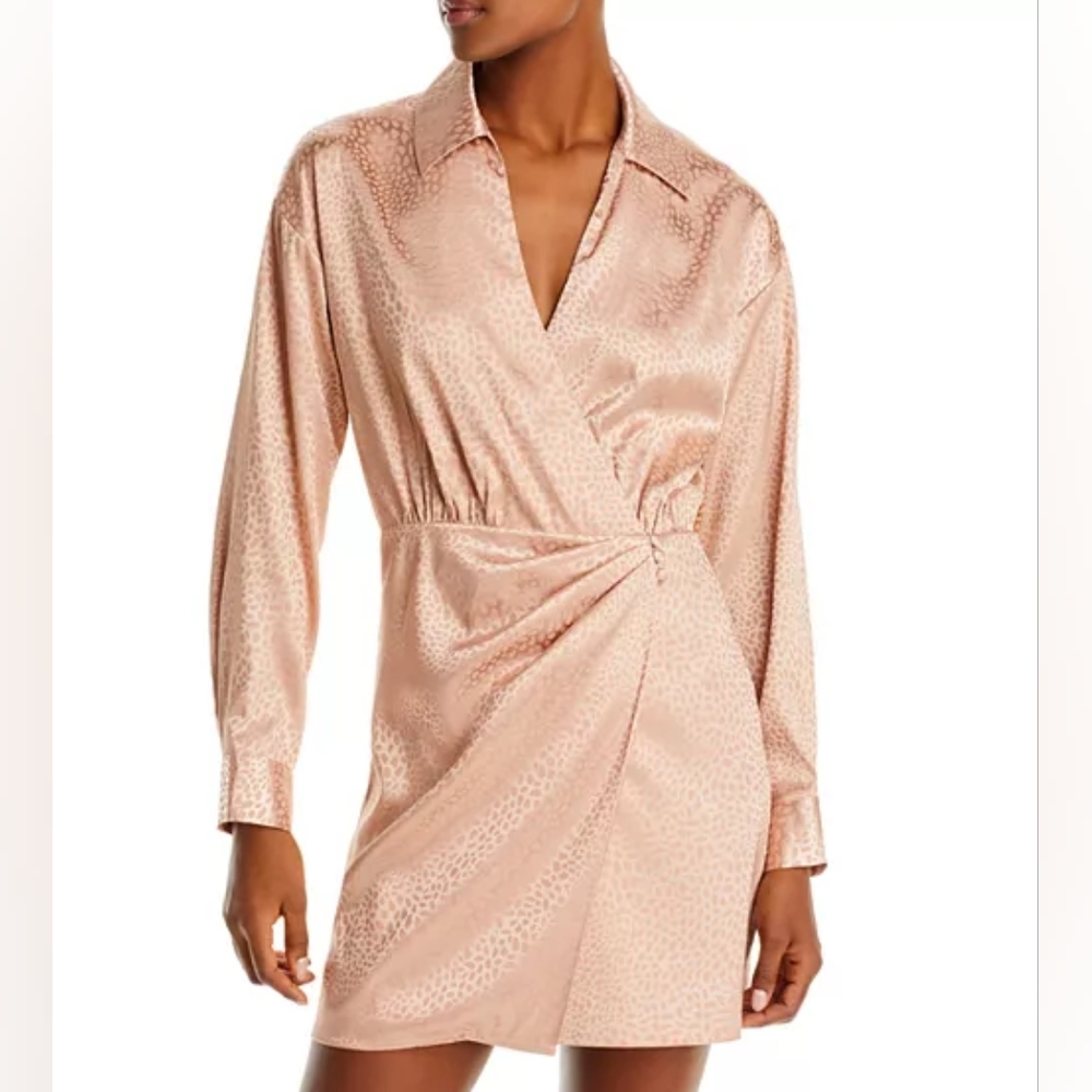 NWT Aqua Satin Animal Print Wrap Mini Dress - 100% Exclusive